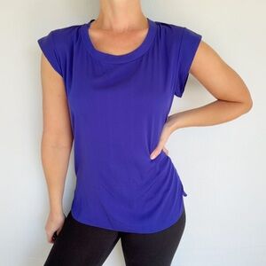 3.1 Phillip Lim royal blue silk stretch short sleeve blouse size 4